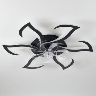 Flower Ceiling Fan With LED Dimmable Light, Flush Mount Ceiling Fan With Remote Control, Low Profile Design, 6 Speeds, Timing Function