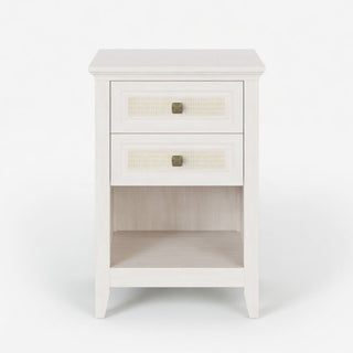 Nightstand With 2 Drawers & Shelf - White