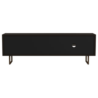 Manaya - 2 Door Stand With Open Shelving And Hidden Storage - Charcoal Black