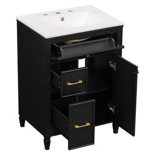 Freestanding Bathroom Vanity With Sink, Soft Close Door, Tip Out Drawer