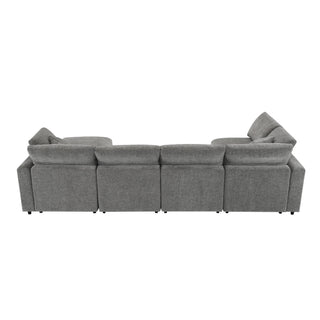 Modern Modular Cloud Sofa Bed, 6 Seat Sectional Couch Set With Ottoman, Free Combination, Convertible U Shaped Sleeper Sofa For Living Room
