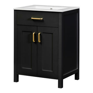 Modern Bathroom Vanity With Ceramic Sink, Soft-Close Doors, Flip Drawer, U-Shaped Shelves, Elegant Storage Solution