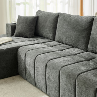 L - Shaped Sectional Sofa With Cup Holders & Side Pockets