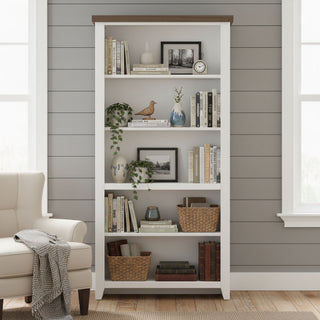 High 5 Shelf Bookcase - Jasmine Whitewash / Barnwood
