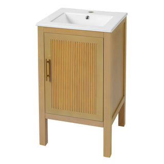 Bathroom Cabinet With Sink, Adjustable Shelf, Soft Closing Hinges - Natural Wood