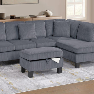 Sectional Sofa With Storage Ottoman And Pillows