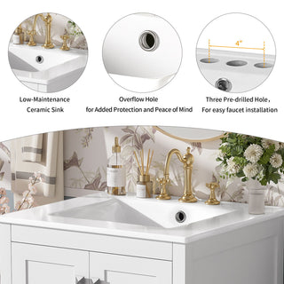 Bathroom Vanity With Integrated Undermount Ceramic Sink, 2 Doors And 1 Drawer, Soft Close Hinges