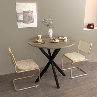 Round Dining Table For 2 - 4 People, Compact Kitchen Or Dining Room - Rustic Brown