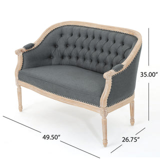 French Country Chesterfield Style Tufted Loveseat
