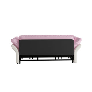 Queen Pull Out, 3 In 1 Convertible Sleeper Tufted Sofa & 2 Soft Pillows