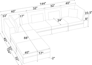 Upholstered Modular Sectional & Custom Configuration And Toss Pillows