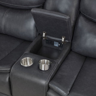 Salerno - Upholstered Power Reclining Sectional Sofa - Dark Gray
