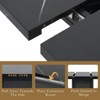 Modern Rectangle Dining Table With Stretchable Top, Storage Cabinet
