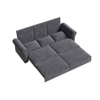 3 In 1 Convertible Sleeper Sofa With Nailhead Trim & Rolled Arm