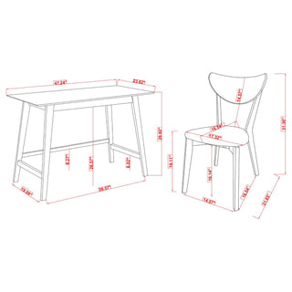 2 Piece Writing Desk Set With Chair - Brown