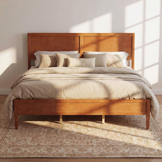 Classic Platform Bed Frame With Panel Headboard