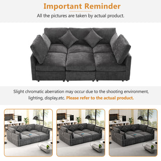 Sectional Sofa Modular U-Shaped With Ottoman & USB Ports