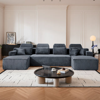 Sectional Sleeper Sofa & Storage Pockets, Modular Couch With Throw Pillows For Living Room