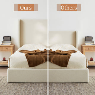 Carmen - King Size Upholstered Wingback Bed - Ivory