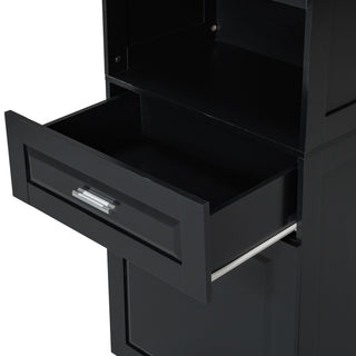 Tall Bathroom Cabinet With Tilt-Out Laundry Basket And Upper Storage