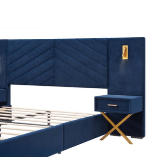 Comfortable Upholstered Bed With Vertical Channel Tufted Wingback Headboard