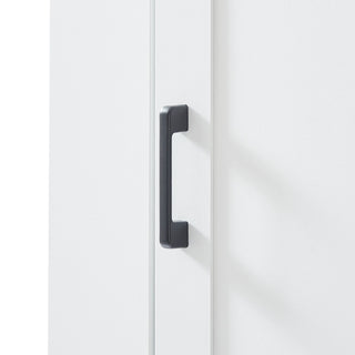 Tall Freestanding Bathroom Storage Cabinet With Adjustable Shelves And Side Hooks Board, Rectangle Design