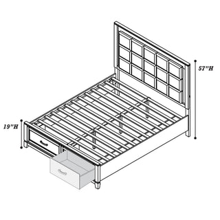 Upholstered Headboard Platform Bed With LED Lighting And Underbed Drawers