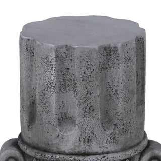 Outdoor End Table, Round Side Table For Patio And Garden - Antique Gray