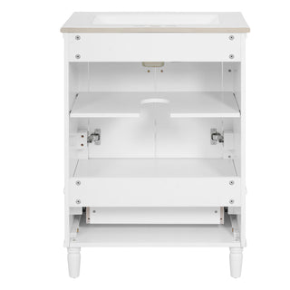Bathroom Vanity With Ornate French Cylinder Legs, Soft Close Drawer
