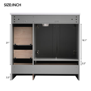 Shaker Free Standing Bathroom Vanity Cabinet & Sink, Soft Close Drawers, Soft Close Doors