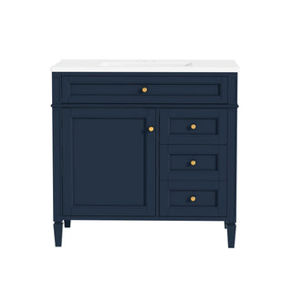 Bathroom Vanity With Top Sink, 2 Drawers, Tip Out Drawer