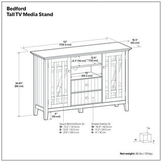 Bedford - Handcrafted Tall TV Media Stand