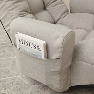 Modern With Metal Frame Swivel Game Lounge Chair With Adjustable Headrest And Waist Support, 360 Degree Rotatable Leisure Chair For Living Room - Gray
