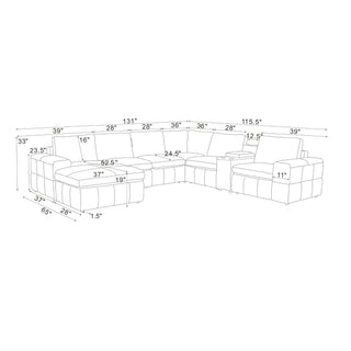 Modular Sectional With Large Square Arms, Custom Configuration