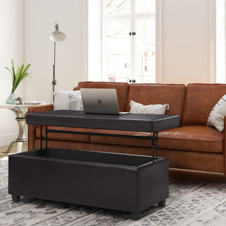 Avalon - Lift Top Rectangular Storage Ottoman - Tanners Brown