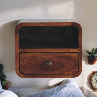 Curved Upper Slot Floating Nightstand