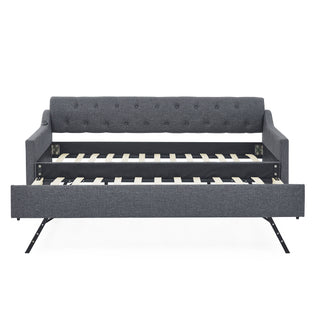 Size Upholstered Daybed With Trundle And USB Charging Armrest