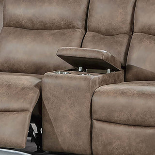 1 Piece Manual Motion Loveseat With Hidden Cup Holders, Plush Back Cushion - Auburn