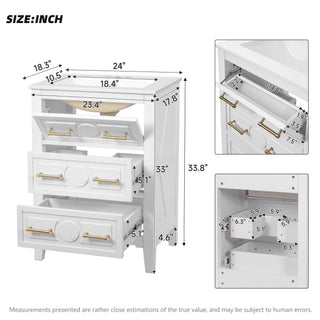 Bathroom Vanity With Sink, Free Standing Single Set, 3 Drawer Storage Cabinet
