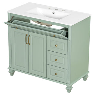 Modern Bathroom Vanity With Sink, 3 Drawers & 2 Doors