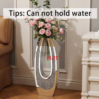 U - Shaped Floor Vase With Shattered Diamond Mirror Surface