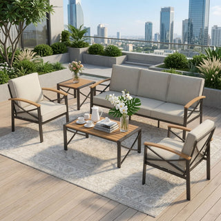Square Outdoor Patio End Table - Black