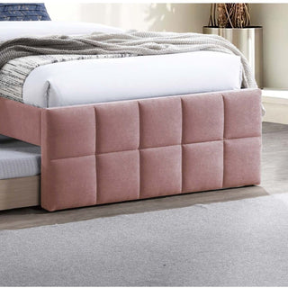 Contemporary Style Bed With Trundle Upholstered Headboard And Footboard Grid Pattern
