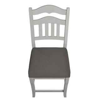 7 Piece Counter Height Dining Set With Storage Base And Ladder Back Chairs - Antique White / Gray