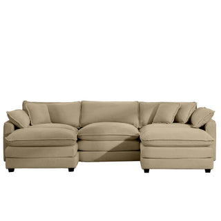 Oversized Modular Cushion Sofa With Ottoman, Low Back, Deep Seating Sofa Set