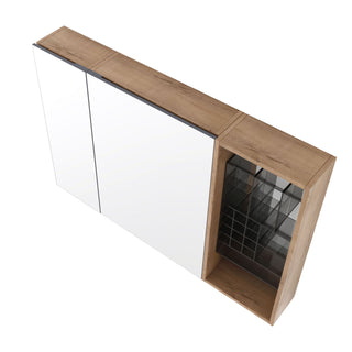 Wall Mounted Bathroom Mirror Cabinet, Adjustable Shelves - Imitative Oak