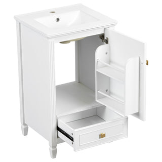 Freestanding Bathroom Vanity With Sink, Soft Closing Door, Drawer Storage - White