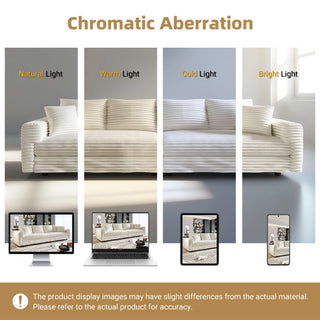 4 Seat Sofa With Soft Pillows And Movable Ottoman