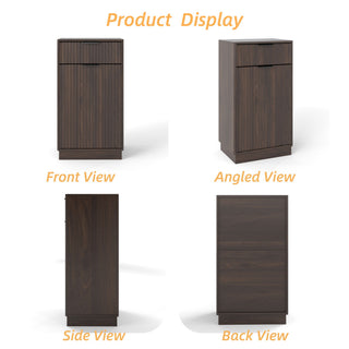 Tilt Out Trash Can Cabinet With Wave Textured Drawer & Pull Out Bin