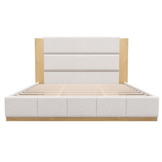 Modern Upholstered Platform Bed With Extended Headboard